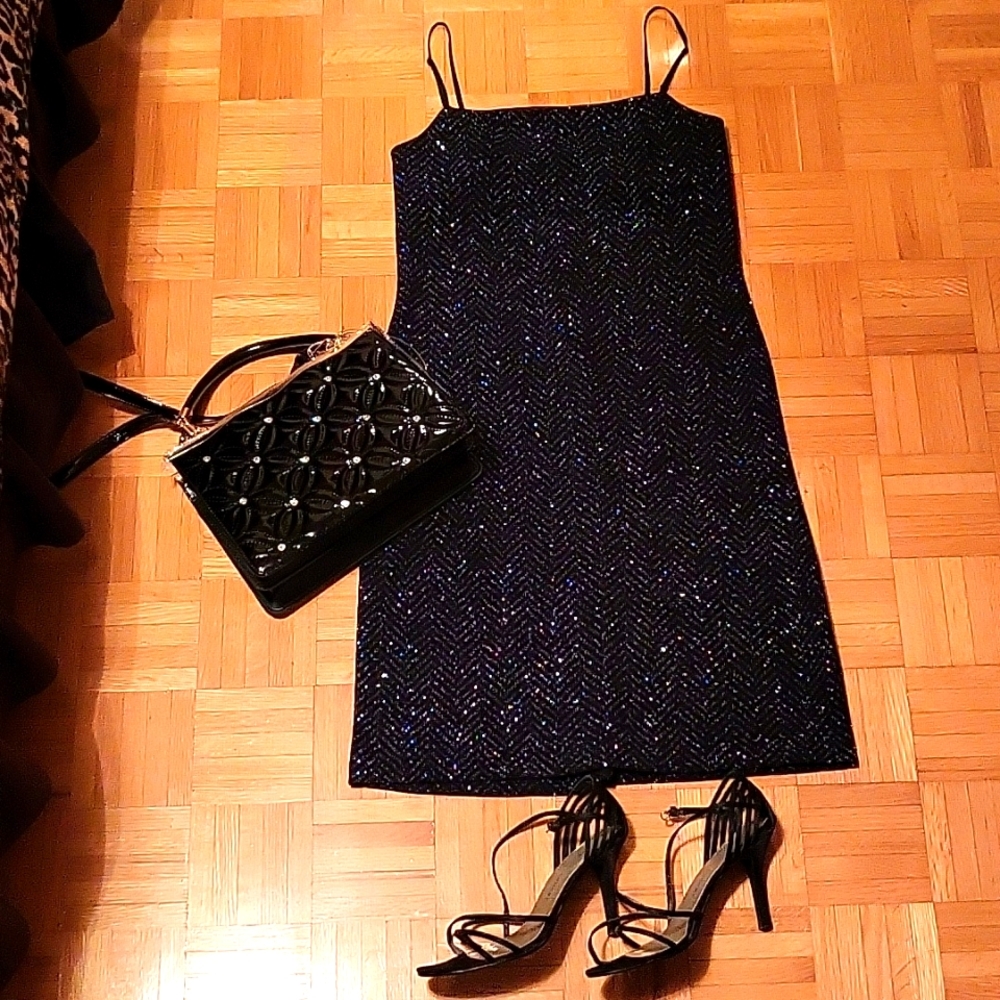 FLASH SALE! Sizzling Sexy Black & Multi-Color Glitter Bodycon Cocktail Dress, L